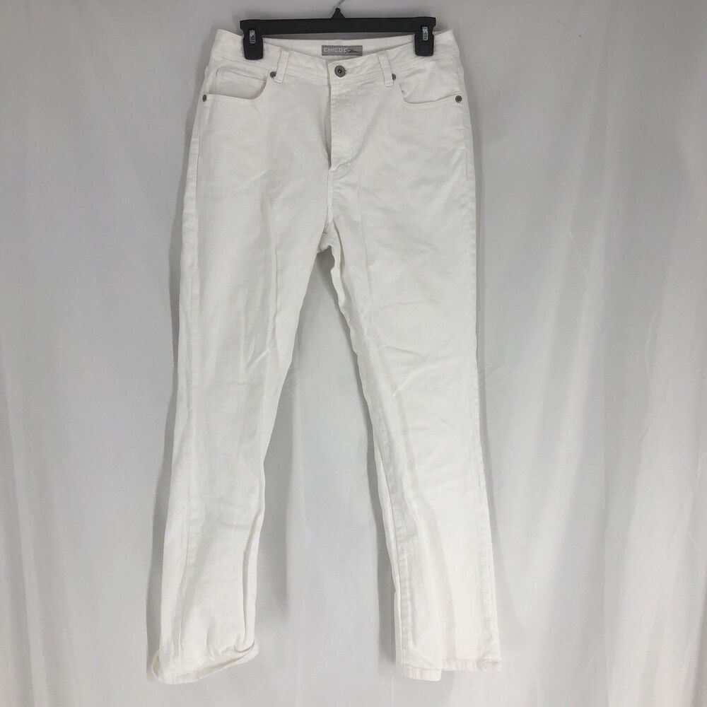 Chico's Platinum Sparkle Jeans White Womens Size 1